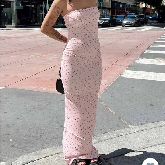 knee length dresses for ladies Georgia Midi Dress White / Pink Floral